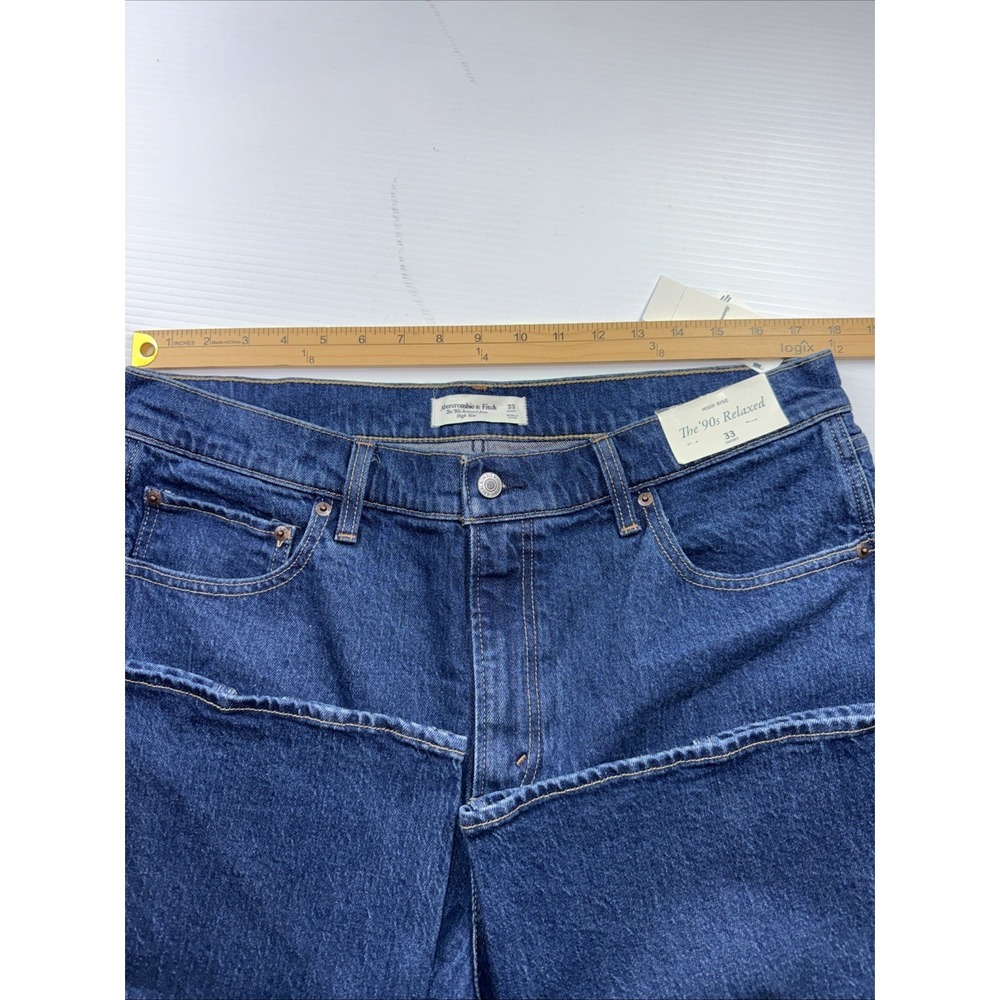 NWT Abercrombie & Fitch The 90s Relaxed High Rise Denim Jeans 33 Short - Picture 7 of 9